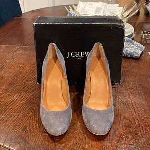 J Crew Olive Style Suede Gray/Blue Pumps Size 7.5 In Box
